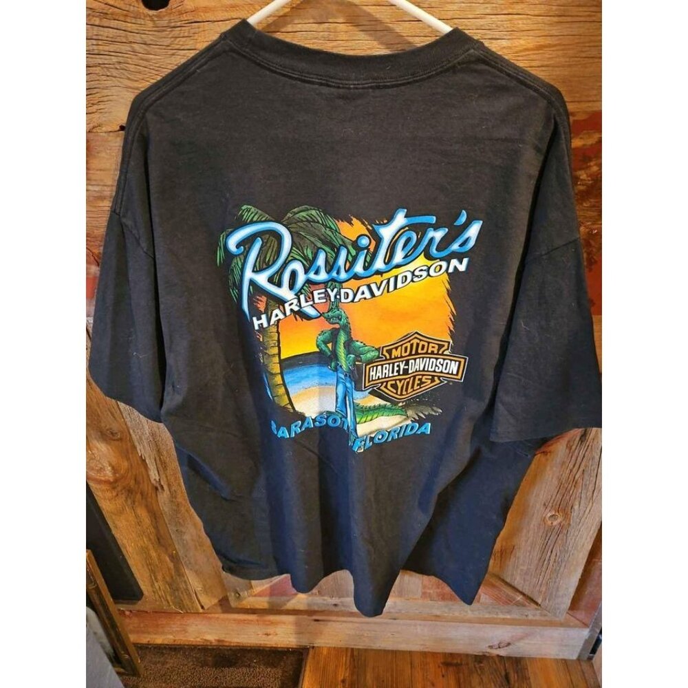 Mens Size XXL / 2XL Harley Davidson Motorcycles Black Sarasota Alligator Shirt